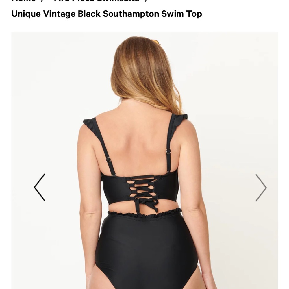 Unique Vintage Black Southampton Swim Top - Picture 4 of 4
